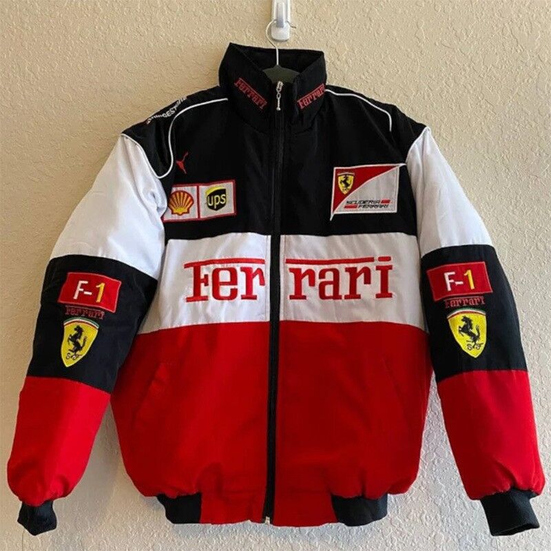 Vintage Ferrari and Red Bull Bomber Racing Jacket